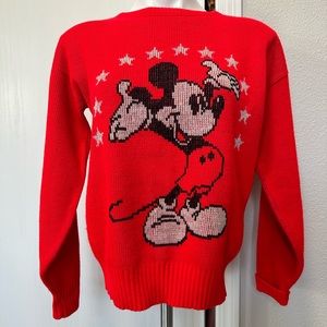 Cliff Engle Walt Disney Mickey Mouse Vintage Acrylic Sweater Red Stars Adult M